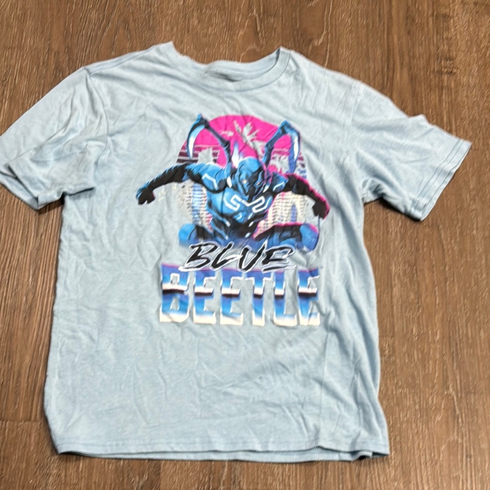 Blue Short Sleeve Tee with Retro Graphic